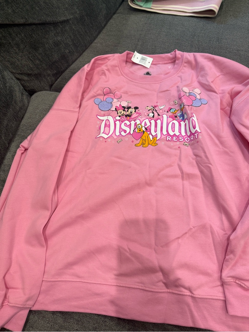 Disney Pink Crewneck Sweatshirt with Classic Character Graphic